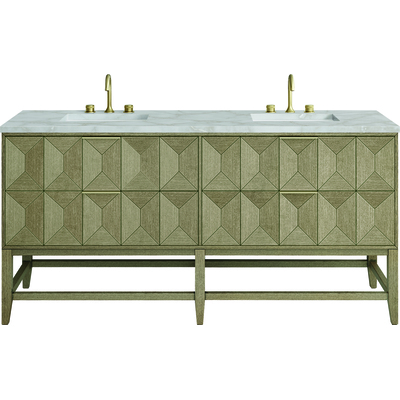 James Martin Emmeline 72 inch Double Vanity, Pebble Oak w/ 3 CM Victorian Silver Top, 840108966927, D100-V72-PBO-3VSL