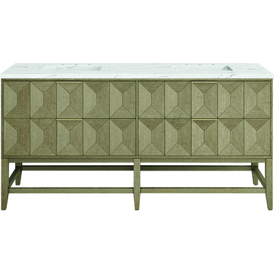 James Martin Emmeline 72 inch Double Vanity, Pebble Oak w/ 3 CM Ethereal Noctis Top w/FreePower Wireless Charger, 840467812941, D100-V72-PBO-FENC