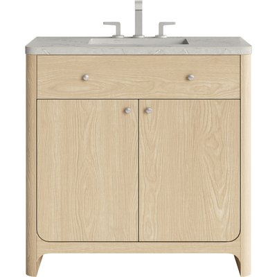 James Martin Gracyn 36 inch Single Vanity, Coastal Driftwood, w/ 3 CM Victorian Silver Quartz Widespread Top, 840467813153, D125-V36-CSD-WVSL