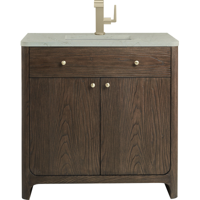 James Martin Gracyn 36 inch Single Vanity, Sable, w/ 3 CM Victorian Silver Quartz Top, 840467804960, D125-V36-SBL-3VSL