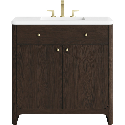 James Martin Gracyn 36 inch Single Vanity, Sable, w/ 3 CM White Zeus Quartz Widespread Top, 840467813184, D125-V36-SBL-WWZ