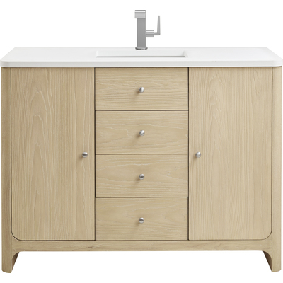 James Martin Gracyn 48 inch Single Vanity, Coastal Driftwood, w/ 3 CM White Zeus Quartz Top, 840467804991, D125-V48-CSD-3WZ