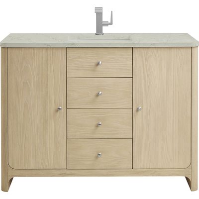 James Martin Gracyn 48 inch Single Vanity, Coastal Driftwood, w/ 3 CM Victorian Silver Silestone Top w/ FreePower Wireless Charger, 840467807879, D125-V48-CSD-FVSL