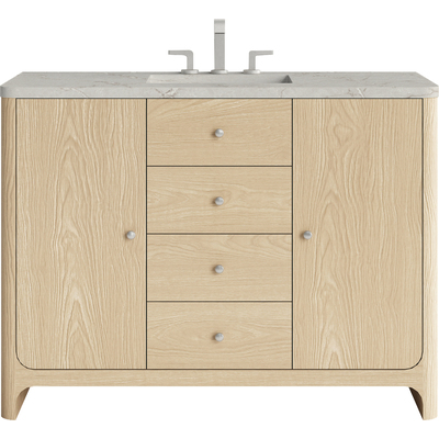 James Martin Gracyn 48 inch Single Vanity, Coastal Driftwood, w/ 3 CM Victorian Silver Quartz Widespread Top, 840467813191, D125-V48-CSD-WVSL