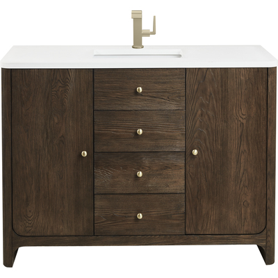 James Martin Gracyn 48 inch Single Vanity, Sable, w/ 3 CM White Zeus Quartz Top, 840467805011, D125-V48-SBL-3WZ