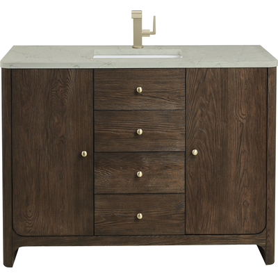 James Martin Gracyn 48 inch Single Vanity, Sable, w/ 3 CM Victorian Silver Silestone Top w/ FreePower Wireless Charger, 840467807886, D125-V48-SBL-FVSL