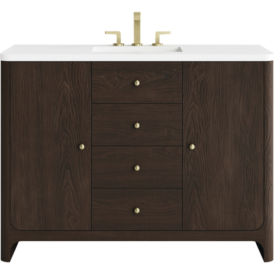 James Martin Gracyn 48 inch Single Vanity, Sable, w/ 3 CM White Zeus Quartz Widespread Top, 840467813221, D125-V48-SBL-WWZ