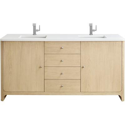 James Martin Gracyn 72 inch Double Vanity, Coastal Driftwood, w/ 3 CM White Zeus Quartz Top, 840467805035, D125-V72-CSD-3WZ