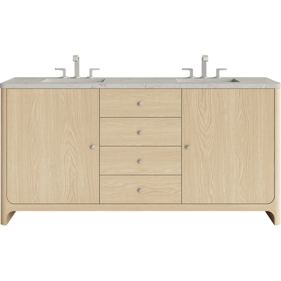James Martin Gracyn 72 inch Double Vanity, Coastal Driftwood, w/ 3 CM Victorian Silver Quartz Widespread Top, 840467813238, D125-V72-CSD-WVSL
