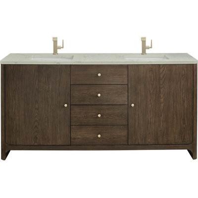 James Martin Gracyn 72 inch Double Vanity, Sable, w/ 3 CM Victorian Silver Quartz Top, 840467805042, D125-V72-SBL-3VSL