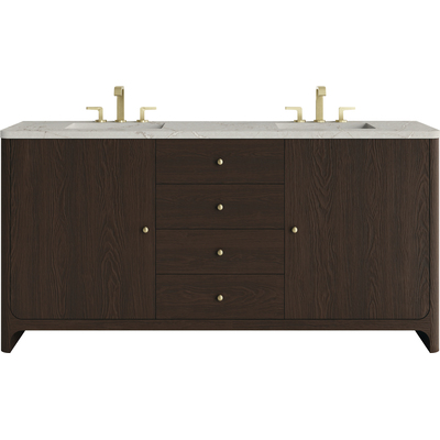 James Martin Gracyn 72 inch Double Vanity, Sable, w/ 3 CM Victorian Silver Quartz Widespread Top, 840467813252, D125-V72-SBL-WVSL