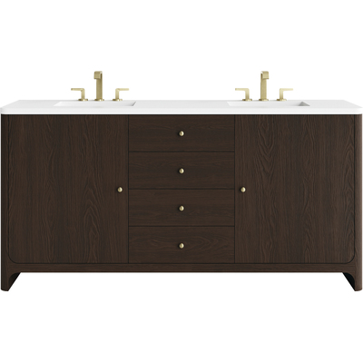 James Martin Gracyn 72 inch Double Vanity, Sable, w/ 3 CM White Zeus Quartz Widespread Top, 840467813269, D125-V72-SBL-WWZ