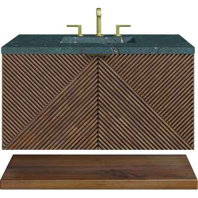 James Martin Marcello 36 inch Single Vanity, Chestnut w/ 3 CM Parisien Bleu Top, 840108968495, D200-V36-CSN-3PBL