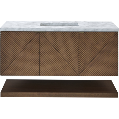 James Martin Marcello 48 inch Single Vanity, Chestnut w/ 3 CM Carrara White Marble Top, 840108974816, D200-V48-CSN-3CAR