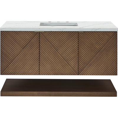 James Martin Marcello 48 inch Single Vanity, Chestnut w/ 3 CM Ethereal Noctis Silestone Top w/ FreePower Wireless Charger, 840467807923, D200-V48-CSN-FENC