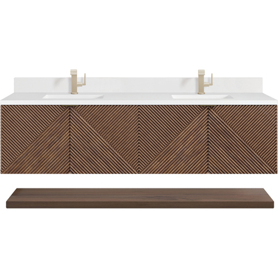 James Martin Marcello 72 inch Double Vanity, Chestnut w/ Single Hole 3 CM White Zeus Top & Backsplash, 840108977275, D200-V72-CSN-1WZ