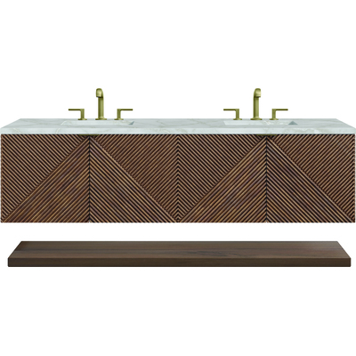 James Martin Marcello 72 inch Double Vanity, Chestnut w/ 3 CM Victorian Silver Top, 840108966941, D200-V72-CSN-3VSL