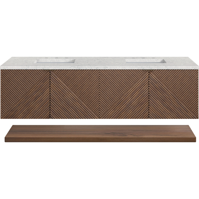 James Martin Marcello 72 inch Double Vanity, Chestnut w/ 3 CM Eternal Jasmine Pearl Top w/FreePower Wireless Charger, 840467812972, D200-V72-CSN-FEJP