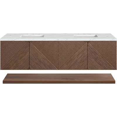 James Martin Marcello 72 inch Double Vanity, Chestnut w/ 3 CM Ethereal Noctis Top w/FreePower Wireless Charger, 840467812989, D200-V72-CSN-FENC