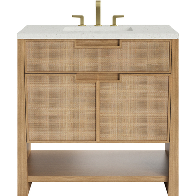 James Martin Solene 36 inch Single Vanity, Seaside Oak, w/ 3 CM Lime Delight Quartz Top, 840467804465, D225-V36-SSO-3LDL