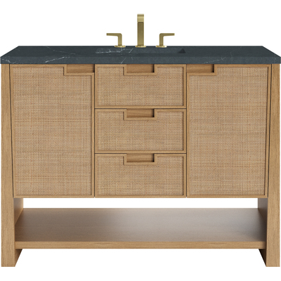 James Martin Solene 48 inch Single Vanity, Seaside Oak, w/ 3 CM Charcoal Soapstone Quartz Top, 840467804533, D225-V48-SSO-3CSP