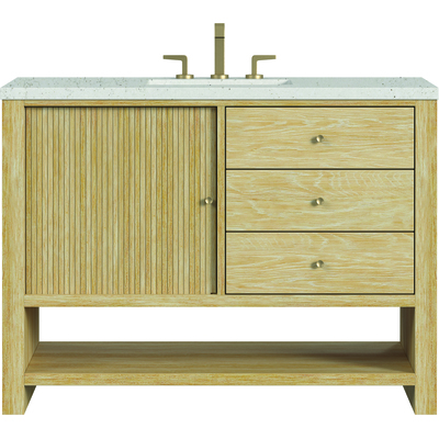 James Martin Marigot 48 inch Single Vanity, Sunwashed Oak w/ 3 CM Lime Delight Quartz Top, 840108975028, D404-V48-SWO-3LDL