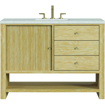 James Martin Marigot 48 inch Single Vanity, Sunwashed Oak w/ 3 CM Eternal Jasmine Pearl Silestone Top w/ FreePower Wireless Charger, 840467808036, D404-V48-SWO-FEJP