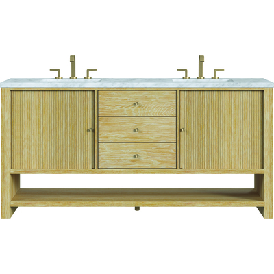 James Martin Marigot 72 inch Double Vanity, Sunwashed Oak w/ 3 CM Carrara White Marble Top, 840108975059, D404-V72-SWO-3CAR