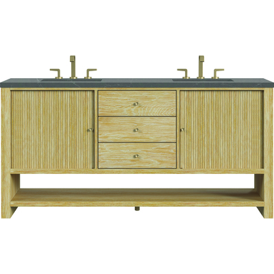 James Martin Marigot 72 inch Double Vanity, Sunwashed Oak w/ 3 CM Charcoal Soapstone Quartz Top, 840108975103, D404-V72-SWO-3CSP