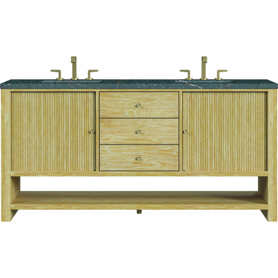 James Martin Marigot 72 inch Double Vanity, Sunwashed Oak w/ 3 CM Parisien Bleu Quartz Top, 840108975127, D404-V72-SWO-3PBL