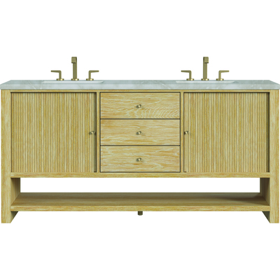 James Martin Marigot 72 inch Double Vanity, Sunwashed Oak w/ 3 CM Victorian Silver Quartz Top, 840108975134, D404-V72-SWO-3VSL