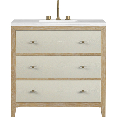 James Martin Celeste 36 inch Single Vanity, Sunwashed Oak with Embossed Shagreen w/ 3 CM Arctic Fall Solid Surface Top, 840108975196, D604-V36-SHG-3AF