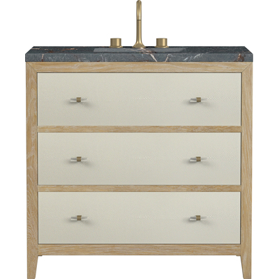 James Martin Celeste 36 inch Single Vanity, Sunwashed Oak with Embossed Shagreen w/ 3 CM Parisien Bleu Quartz Top, 840108975165, D604-V36-SHG-3PBL