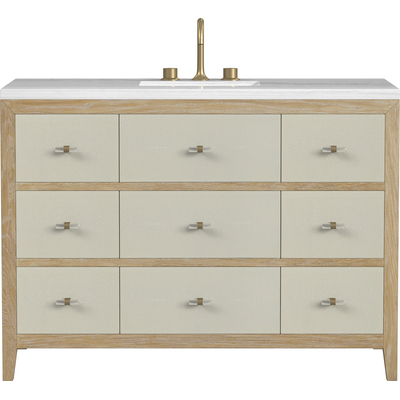 James Martin Celeste 48 inch Single Vanity, Sunwashed Oak with Embossed Shagreen w/ 3 CM Arctic Fall Solid Surface Top, 840108975240, D604-V48-SHG-3AF