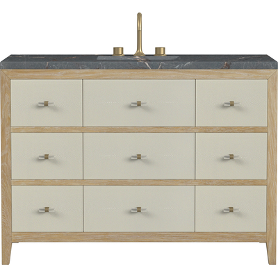 James Martin Celeste 48 inch Single Vanity, Sunwashed Oak with Embossed Shagreen w/ 3 CM Parisien Bleu Quartz Top, 840108975219, D604-V48-SHG-3PBL