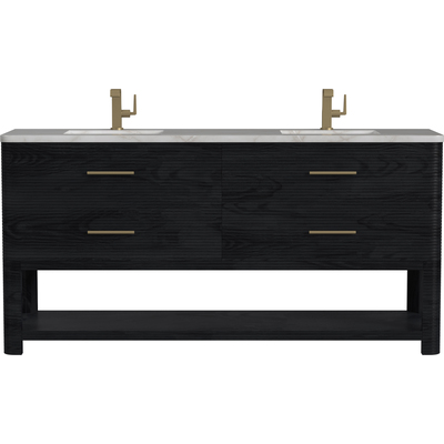 James Martin Lucian 72 inch Double Vanity, Carbon Oak w/ 3 CM Victorian Silver Quartz Top, 840108975394, D704-V72-CBO-3VSL