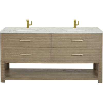 James Martin Lucian 72 inch Double Vanity, Pebble Oak w/ 3 CM Victorian Silver Quartz Top, 840108975370, D704-V72-PBO-3VSL