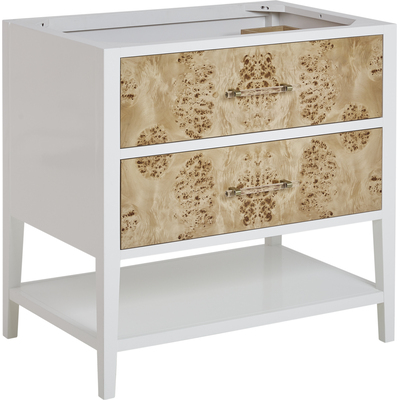 James Martin Olena 36 inch Single Vanity, Light Mappa Burl and Polished White, 840108956515, D804-V36-LMB