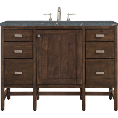 James Martin Addison 48 inch Single Vanity, Mid-Century Acacia w/ 3 CM Parisien Bleu Quartz Top, 840108968563, E444-V48-MCA-3PBL