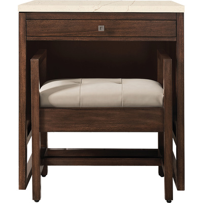 James Martin Athens 30 inch  Countertop  Unit (makeup counter), Mid Century Acacia w/ 3 CM Eternal Marfil Top, 840108916175, E645-DU30-MCA-3EMR