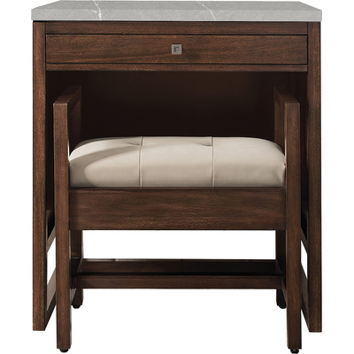 James Martin Athens 30 inch  Countertop  Unit (makeup counter), Mid Century Acacia w/ 3 CM Eternal Serena Top, 840108916182, E645-DU30-MCA-3ESR