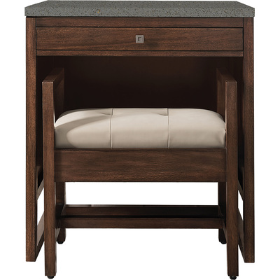 James Martin Athens 30 inch  Countertop  Unit (makeup counter), Mid Century Acacia w/ 3 CM Grey Expo Quartz Top, 840108916144, E645-DU30-MCA-3GEX