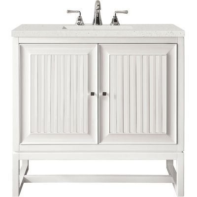 James Martin Athens 30 inch Single Vanity, Glossy White w/ 3 CM Lime Delight Quartz Top, 840108970191, E645-V30-GW-3LDL