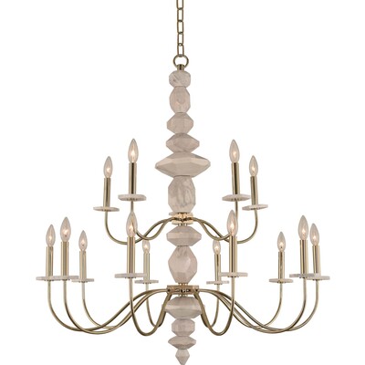 Kalco Carrara (10+5) Light 2 Tier Chandelier in Champagne Gold 304852CG