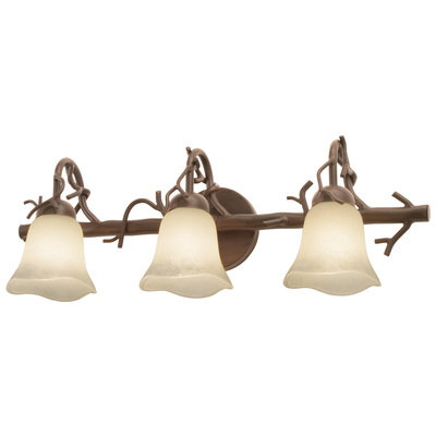 Kalco Bathroom Lighting, gold, Gothic, Indoor, 1 Light,2 Light,3 Light,4 Light,5 Light,6 Light,7 Light, Glass, Bark,Gold, Gold Streaked Amber Standard Glass, Gothic, Hand Forged Wrought Iron, Indoor, Bath, 0720062224038, 3523BA/1313