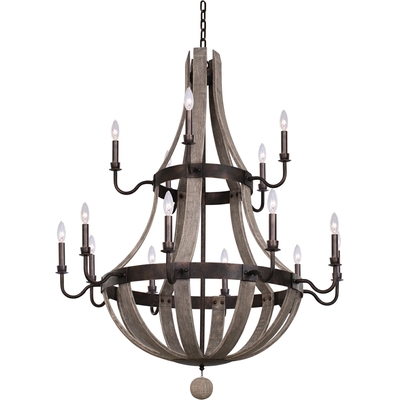 Kalco Harper (10+5) Light 2 Tier Chandelier in Florence Gold 506873FG