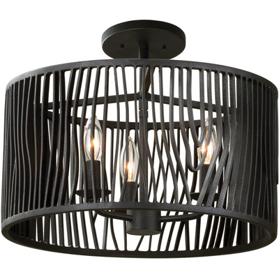 Kalco Morre 16 Inch Convertible Pendant / Semi Flush in Black Iron 507540BI