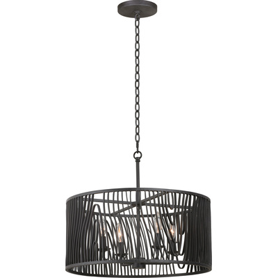 Kalco Morre 21 Inch Convertible Pendant / Semi Flush in Black Iron 507541BI