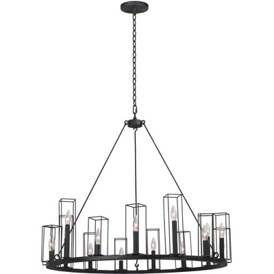Kalco Allston 15 Light Chandelier in Black Iron 507771BI