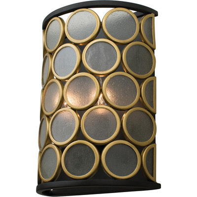 Kalco Corsa 2 Light Wall Sconce in Matte Black w Gold 507920BMG